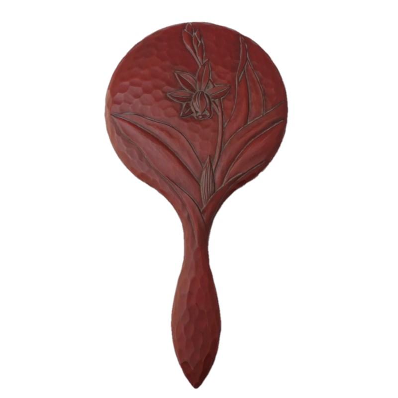 Hand mirror (medium size) / purple orchid