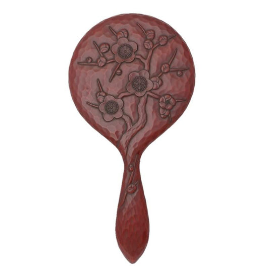 miroir à main taille longue fleur de prune