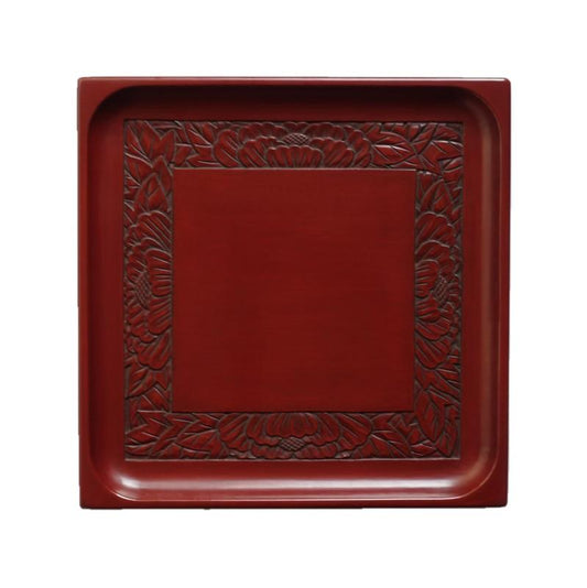 Square tray(24cm) / peony on rim