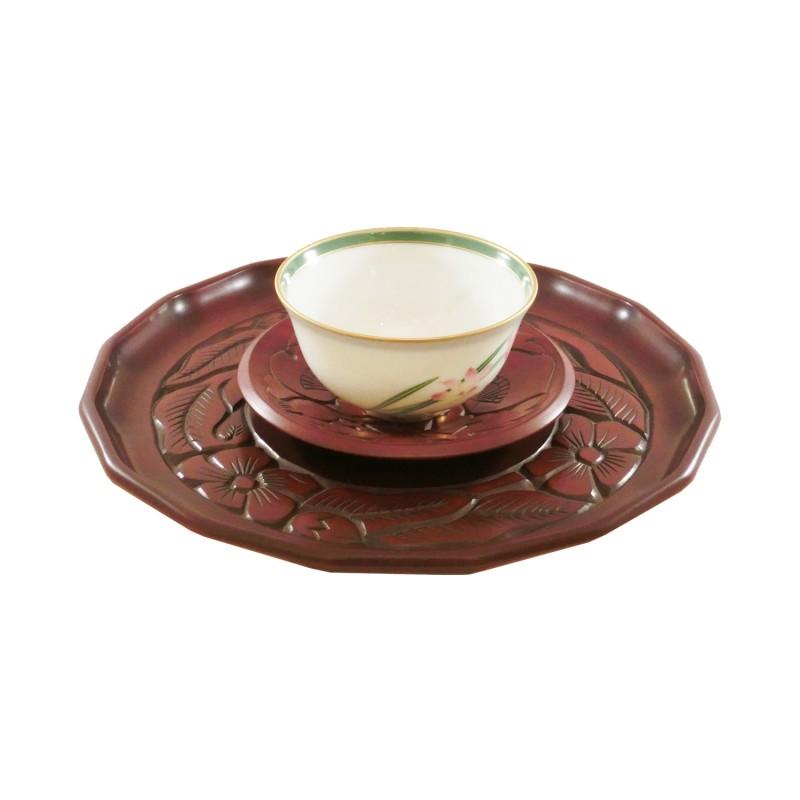 Hexadecagonal tray (24cm) / small flower on rim