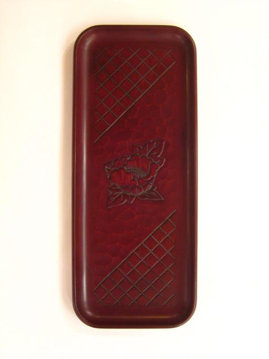 Pen tray / peony and check