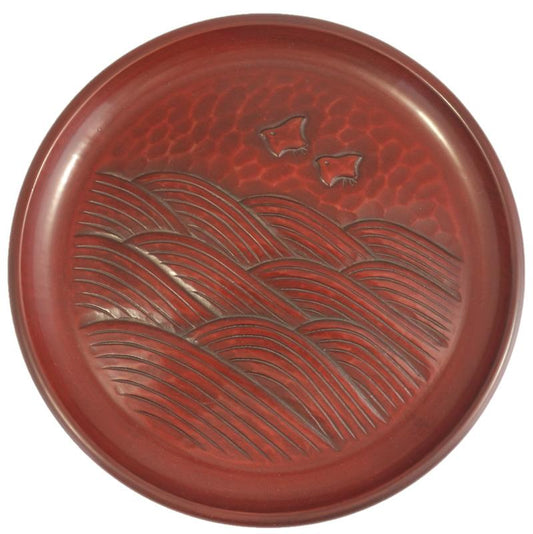 Round tray(21cm) / birds on the wave