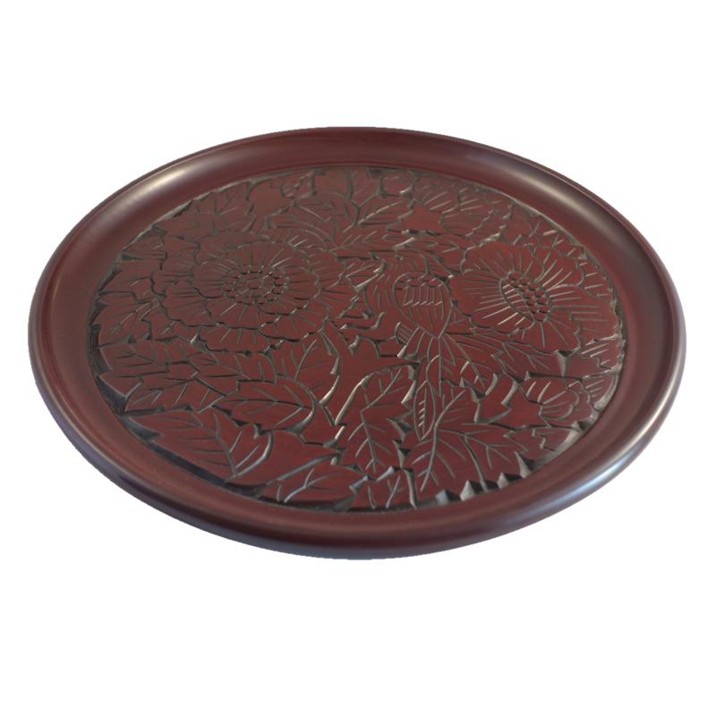 Round tray(30cm) / peony with bird