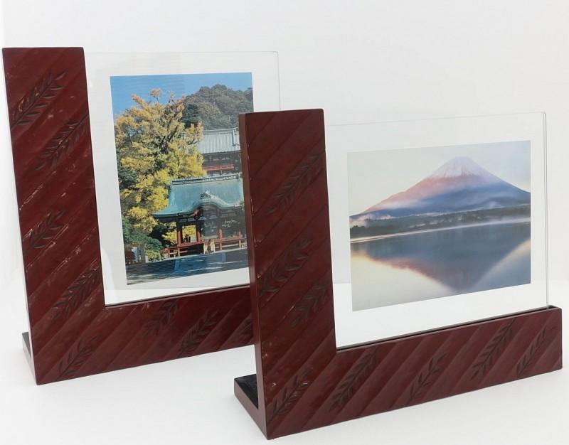 L-shape photo frame / willow leaves